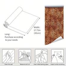 1 Roll Self-Adhesive Textured Vinyl Wallpaper - Removable Wallpaper, Leopard Print Pattern, Easy To Apply And Remove, Vinyl Material, Detachable Backdrop Wallpaper, Suitable For Renewing Walls, Furniture In Living Room, Bedroom, Autumn Aesthetic Wall Decor Wall Paper Wall Stickers Room Decor Wallpaper Stickers Wall Bedroom Decor Kitchen Decor Home Decor
