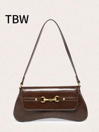 1pc Retro Multiple Hoop Decor Shoulder Underarm Bread Bag, Suitable For Date, Street, Party