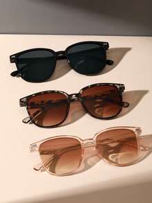 3pcs Women Plastic Geometric Frame Tinted Lens Personalized Fashion Glasses For Vacation For Party Decoration Accessories