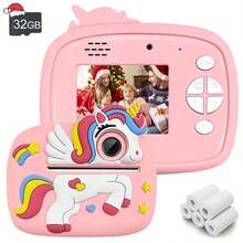 Fotocamera istantanea per bambini - Fotocamera digitale giocattolo con schermo LCD da 2,4 pollici per bambini con rotoli di carta per stampa - Regalo di Natale e compleanno per bambini e bambine di età 3-12 anni (verde/blu/rosa/viola), fotocamera giocattolo - ZSK-Multicolore - Visualizzare 23