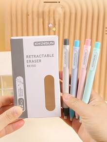 1/2/4 件自动铅笔橡皮擦，带可替换芯，素描、绘画、学校、书写文具，日式设计 - Grey set - 查看 4