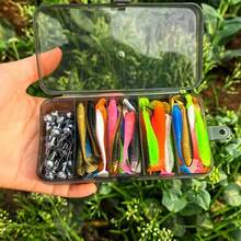 50pcs Fishing Lure Set, Including Jig Heads, Soft Bait T-Tail Worm Hooks, Suitable For Bass, Trout And Other Fish, Fishing Tackle