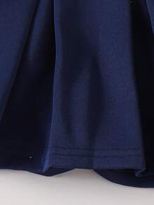 2 件套女童休闲学院风字母印花翻领运动衫和百褶裙套装，春秋季 - 藏蓝色 - 查看 9