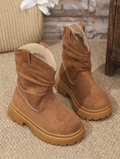 1 par de botas planas y cómodas tipo slouchy, adecuadas para uso diario, campus, exterior, otoño/invierno