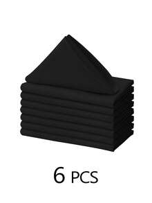 6/10/12/24/50pcs Black Cloth Napkins, Size 14*14/17*17/20*20 Inches, Washable, 100% Polyester Fabric, Hemmed, Suitable For Hotels, Restaurants, Parties, Weddings And Other Occasions. - Black - View 15