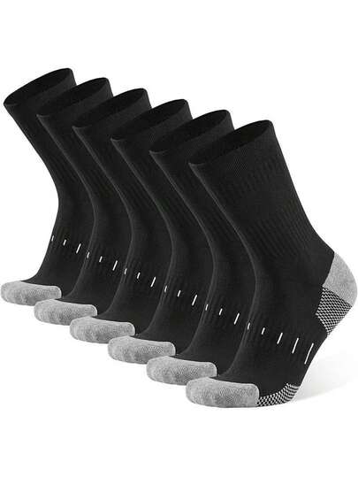 10 Pairs Men's Tall Plus Size Moisture Wicking Breathable Comfortable Business Work Versatile Crew Socks