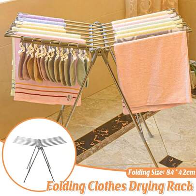 Aimall Foldable Tripod Clothes Drying Rack - Foldable Clothes Drying Rack, Indoor And Outdoor Clothes Rack - Space Saving Clothes Rack