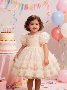 Young Girl Dress Princess Dress, Printed Puffy Dress Party Party Dress