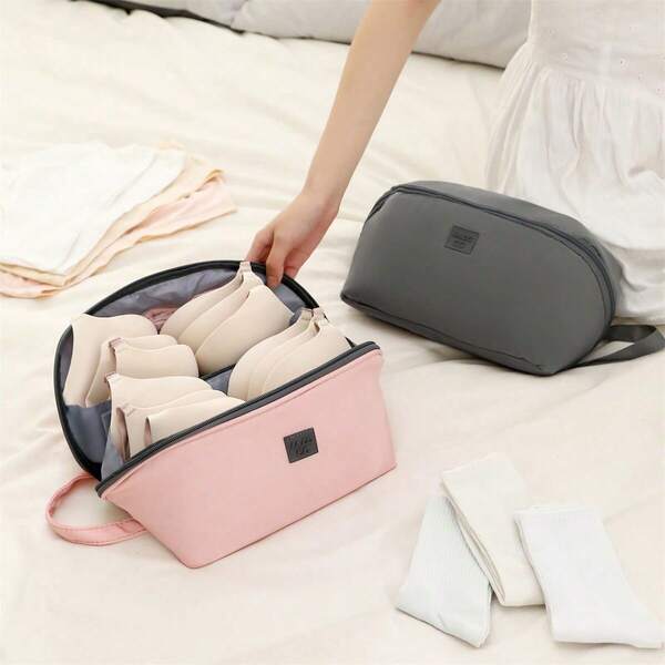 Waterproof Portable Handheld Bra Storage Bag; Lingerie & Underwear Organizer Bag For Travel; Multi-Functional Large Capacity Toiletry Bag Cosmetic Bag