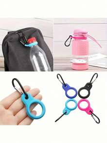 Gancho de aluminio resistente y cierre de con hebilla de goma, correa, utilizado para asegurar botellas de agua - Perfecto para acampar y hacer senderismo, con 11 colores para elegir, el mejor regalo para entusiastas de los viajes, equipo de montañismo para colgar botellas de agua, hebilla de silicona para botellas de agua mineral, hebilla de silicona para botellas de agua de escalada (se envían aleatoriamente los colores de gancho + correa)