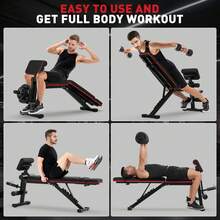 GIKPAL 7 Positions Adjustable Weight Bench With Extended Headrest & Preacher Curl, Foldable Workout Bench Weight Bench For Home Gym Full Body Strength Training, Support Up To 800lbs - Straw Mat Twill Surface - View 3