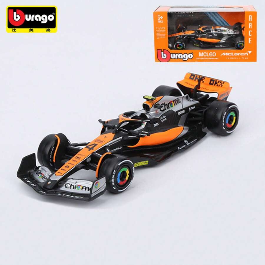 Burago 1:43 Scale F1 MCL60 #4 Diecast Model Car For Kids Alloy Replica With Vivid Details Officially Licensed Collectible Gift Toy Racing Car Ornaments Birthday Christmas Gift - MCL60#4(18-38087) - View 1