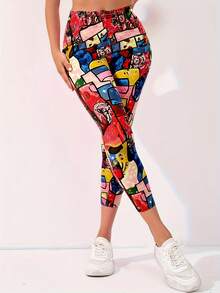 Autumn/Winter New Geometric Abstract Design Soft & Comfortable High Stretch Leggings For Women, Suitable For Home, Exercise, Yoga, Shaping, Lifting, Casual, Outdoor, Travel, Shopping, Fitness, Commuting, Street, Music Festival, Party, Gift