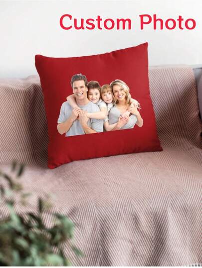 1pc Custom Photo Printed DIY Pillowcase, Personalized Single-Sided Printed Pillow Cover For Family, Children, Pet, Friends. Perfect For Wedding, Festival, Party, Mother's Day, Father's Day, Thanksgiving, Living Room Sofa, Bedroom Decorative Cushion Cover, Universal Pillowcase Soft Custom,Unique