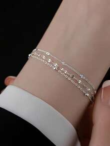 1pc Delicate Minimalist 3-Layer Braided Pearl Bracelet, Suitable For Women