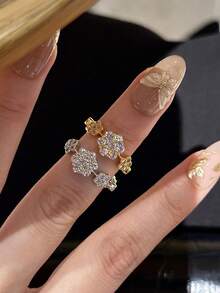 1pc Stainless Steel Fashionable Elegant Bowknot Ring, Delicate Minimalist Design, Versatile & Sweet, Suitable For Daily Wear And Gifts - Sparkling Bow Ring - View 16