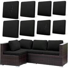 HANDONTIME 8Pcs Patio Cushion Covers Stretch Outdoor Couch Cover Cushions Outdoor Furniture Waterproof Patio Furniture Cover Pets Sofa Covers Washable (Khaki,Cover Only) - 答:黑色 - 查看 5