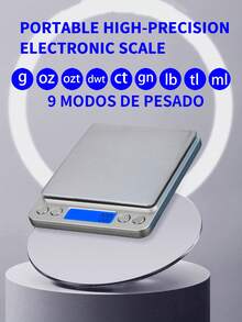 1 Pieza Báscula De Acero Inoxidable Para Cocina Multifuncional Electrónica De 3kg-0.1g, Alta Precisión De Peso De 0.01g Para Cocinar Y Hornear Alimentos, balanza para joyas, balanza electrónica mini de acero inoxidable, balanza digital de bolsillo, balanza de precisión para oro (Batería No Incluida) - Plateado - Ver 2