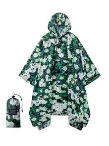 3-In-1 Multifunctional Hooded Rain Poncho For Adults With Neckline Buttons, Portable Raincoat With Pockets, Lightweight Rain Jacket For Women And Men Outdoor Activities