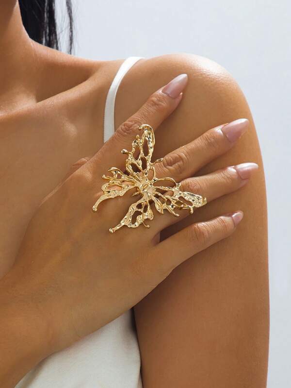 1 szt. Modny, spersonalizowany, minimalistyczny, regulowany pierścień z motylem dla kobiet, odpowiedni do stylizacji ulicznej, codziennego noszenia i na imprezy