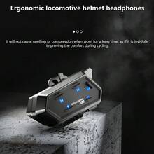 JYD-C63 Motorcycle Helmet Headset 1000mAh Bluetooth 5.4 Voice Control Waterproof Motorcycle Wireless Hands-On Talking Headset For Cycling Earphone