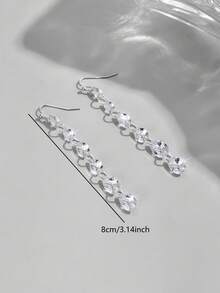 1 Pair Minimalist Copper Water Drop Zirconia Stone Long Earrings For Women, Suitable For Daily Wear