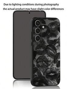 1 carcasă de telefon neagră anti-alunecare, cu design minimalist Tie Dye Ink Lip, compatibilă cu , Honor, Redmi, Galaxy, 12T/13T/14T