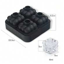 4 Cavities Magic Ball Ice Lattice Whiskey Ice Ball Silicone Mold Magic Cube Home Ice Maker Ice Ball Mold - Black - View 3