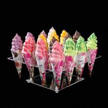 1 Stück Kegel Präsentationsständer - Klarer Acryl Eiswaffel Halter für Partys, Hochzeiten, Buffets & Weihnachten (6 Löcher)
