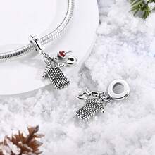 1 Pc Sliver Color Sparkling Winter Series Snowman Snowflake Ski Shoes Snow Boots Slippers Earflap Scarf Penguin Elk Polar Bear Charm Fit Original Bracelet Necklace Pendant Beads For Diy Jewelry Making Women Girl Christmas Party Jewelry Gift For Friends