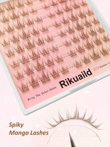 Rikuaild 80pcs Brown Cartoon False Eyelashes, Natural & Soft, Large Capacity, Brown Cluster False Eyelashes, Pointed Cartoon Eyelashes, Anime Makeup False Lashes - C - Xem 5