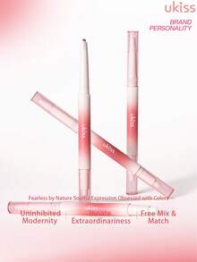 ukiss 丝绒慕斯唇线笔，带混合刷头，哑光凝胶唇线笔，浓郁奶油色持久色彩，清晰无瑕的应用，日常化妆 - H02 Beige Pink - 查看 9