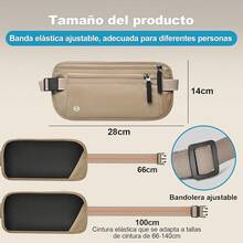 Cangurera Mujer y Hombres con Soporte Delgado para Pasaporte y Cremallera Invisible,Cinturón de Viaje con Tecnología Bloqueo RFID, Riñonera para Viaje, Deporte, Running, Ejercicio (Negro) - Caqui - Ver 2