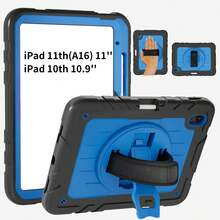 1pc Stock Case Compatible With IPad 11(A16 2025) IPad (A16) 11 Inch 11th Generation 2025 Galaxy Tab A8 10.5 Inch 2022 Galaxy Tab A9 8.7 Inch Galaxy Tab A9+/A9 Plus 11 Inch IPad Air4/Air5 10.9 2020/2022 Shockproof Case With Pencil Holder [360° Rotating Hand Strap] &Stand, Case Compatible With IPad Mini 6 Mini 7 8.3 Inch IPad Air2/Pro/4/5/6 9.7 Inch IPad 7th/8th/9th Gen 10.2 IPad10th/11th 10.9/11inch 2022/2024/2025 Case(Black+Sky Blue,Black)