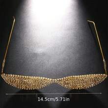 1 Piece Women's Rhinestone Glasses Frame - Shiny Frameless Decorative Glasses, Fashion Street Style Party, Event And Social Media Wear Accessories, Party Accessories, Gorgeous Glasses, Luxurious Glasses - 金黃色 - 查看 5