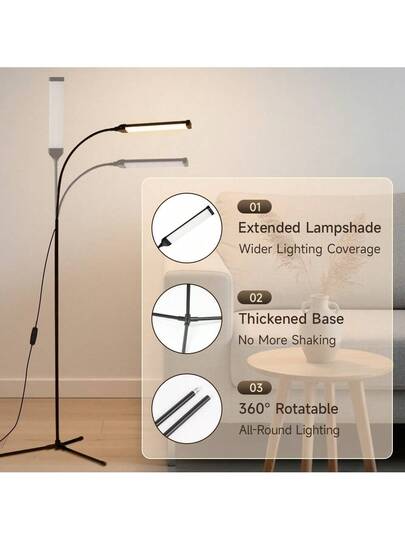 Eye Caring LED Vloer Lamp, USB Port, Bedroom Bedside Reading, Dimmable, St ing Moderne Minimalist Adjustable Lamp Living Room, Bedroom, Study, Creative Dimming Adjustment, Wand Lighting, Study/Reading Corner, Balcony/Leisure Photographer/Blogger, Rental Apartment/Small Space, Hotel/Homestay view 7