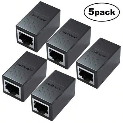 5 Pcs RJ45 Connector Cat7/6 Ethernet Adapter Gigabit Interface Network Extender Convertor For Extension Cable Female To Female