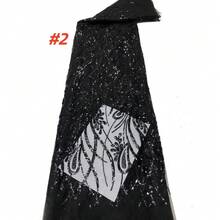 尼日利亚法国亮片网纱薄纱蕾丝面料法国奢华新娘礼服刺绣非洲蕾丝面料2025高品质网料 - 彩色 - 查看 11