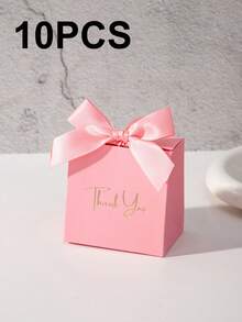 5/10 piezas Cajas de regalo mini, cajas de papel de especialidad de unicolor con texto "Gracias" en dorado, decoradas con cinta de satén y lazo. Adecuado para contener dulces, aperitivos, chocolates y pequeños regalos de Navidad. También aplicable para bodas, fiestas, celebraciones de cumpleaños y decoraciones navideñas. - caja de gracias - Ver 22