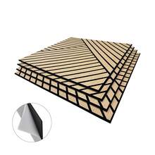 4 Packs Acoustic Wall Panels - Self-Adhesive 3D Wood Slat Wall Panel- Peel And Stick Sound Absorbing Panels For Noise Reducing - Feature Wall Decor For Home & Office