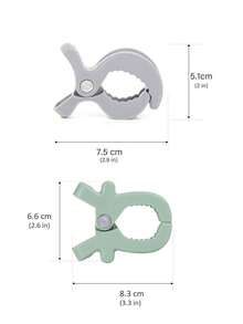 2Pcs Baby Stroller Clips, Gray & Green Secure Hold Clamps, Baby Mosquito Net Clips, Durable Plastic For Fixing Blankets/Toys, Practical Travel Essentials For Pram, Carrier, Trolley, All-Season Use