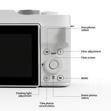 2K Digital Camera With 48MP Multi-Filter 16X Zoom Anti Shake, 3" LCD Screen Compact Vlogging Camera With 32G SD-Card, White