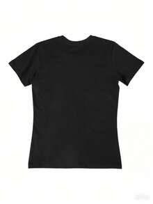 1PC 100% Cotton Mama of The Wild One Lion Leopard Elephant Graphic Print Women's Short Sleeve TShirt - Negro - Ver 2