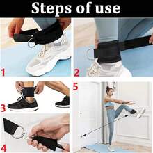 Ankle Strap For Fitness Rope Equipment - One Size Fits All, With Premium Padding, Unisex, Glute Kickback Ankle Strap For Gym Rope Training, Glute Exercises, Leg Stretches And Hip . - Black - View 5