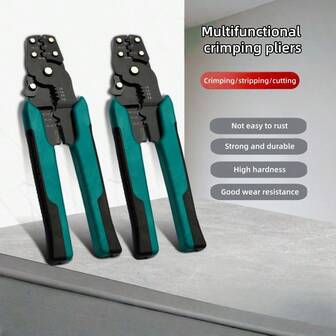 1 قطعة من كماشة متعددة الوظائف لتقشير الأسلاك، التكبيس، القطع باللونين الأسود والأخضر - أداة متخصصة لتكبيس الأطراف الكهربائية، تشغيل قابس الموصل، أداة إصلاح وتركيب عالية الكفاءة، كماشة كهربائي أساسية