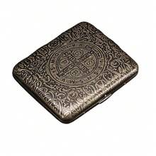 Vintage European Style Peony Design Brass Cigarette Case - Double-Sided Floral Pattern, Shatterproof And Moisture-Proof, Elegant Gift For Boyfriend, Father, Or Lover, Smoking Accessories | Vintage Style | Durable Brass, Cigarette Holder Box - họa tiết arabesque - Xem 9