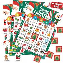Weihnachts-Bingo-Spielset, enthält 560 Weihnachtsbaum-Marker, Feiertags-Partyspielkarten für Familientreffen, Gruppenaktivität, Weihnachtsthemenbezogene Unterhaltungsartikel