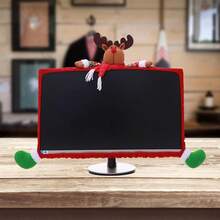 1 Pack Christmas Computer Monitor Border Cover TV Monitor Cover Elastic Laptop Computer Cover Santa Claus Elk Monitor Border Cover For Xmas Home Office Computer Decoration, Christmas - View 10