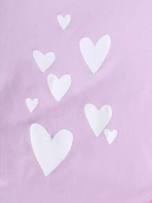 Conjunto de 10 peças/conjunto para meninas, estampa casual de coração + estampa aleatória de coração por toda parte + camiseta de manga comprida de cor sólida combinada com estampa de coração + estampa aleatória de coração por toda parte + conjunto de leggings de cor sólida, outono/inverno