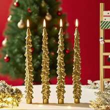 Christmas Golden Christmas Tree Long Pole Shaped Candle Festive Atmosphere Decoration Prop Home Decoration - Multi Scents - View 1